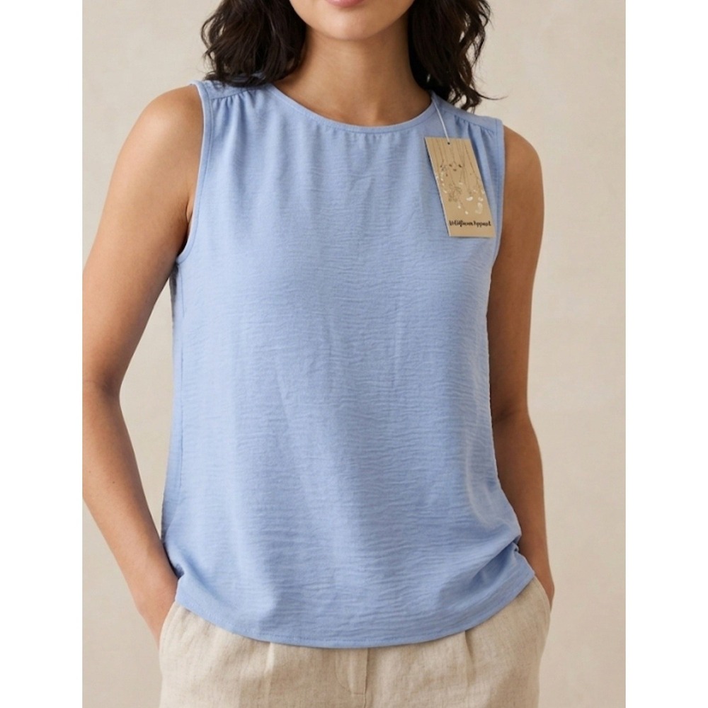 Wildflower Apparel Women's Sleeveless Top Size M Blue W/ Bow Accent On Back NWT